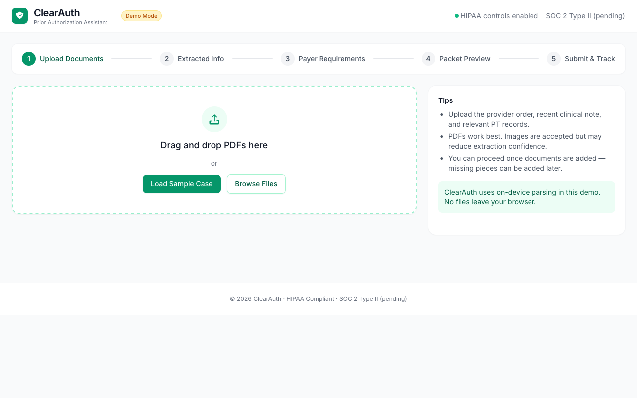 ClearAuth product screenshot